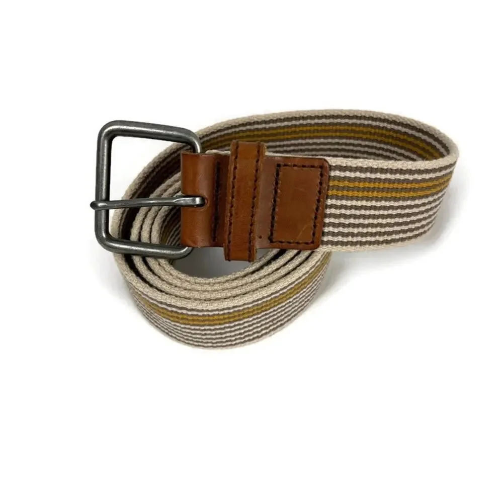 FAT FACE Woven Belt with Bronze-Tone Metal Buckle Preppy Size Large 37-41 Inches